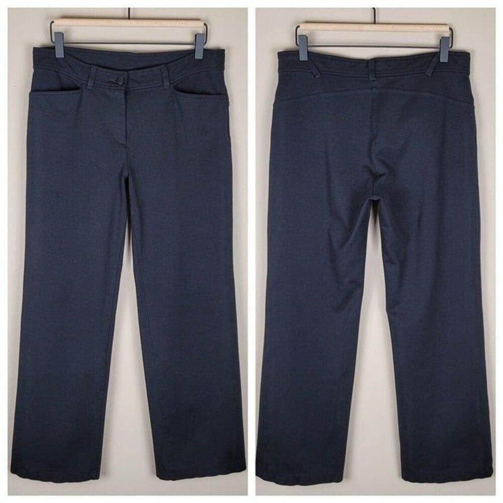 Eileen Fisher Size S Stretch Knit Rayon Nylon Straight Leg Pants Black